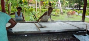 Drying the coconut