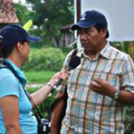 Dr Sugama being interviewed by   Australian journalist, Sarina Locke.