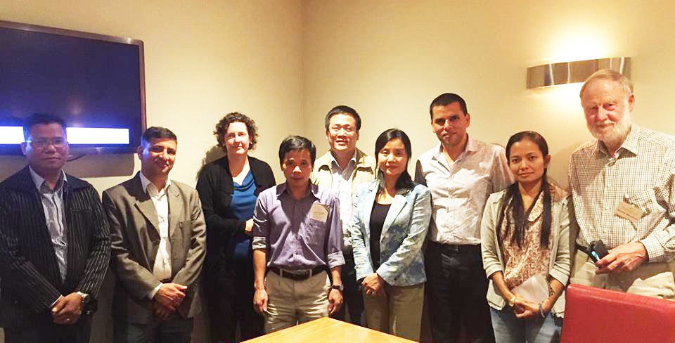 L to R: Prof Aung Aung (Myanmar), Dr Rajendra Adhikari (TIA), Dr Tina Acuna (UTAS and new member of our committee), Dr Luu Ngoc Quyen (Vietnam), Dr Tran Minh Tien (Vietnam), Ms Nguyen Thi An (ACIAR Vietnam), Dr Jagannath Aryal (UTAS and new member of our committee), Ms Thandar Nyi (Myanmar), Dr Neville Mendham (Crawford Fund Coordinator for Tasmania).